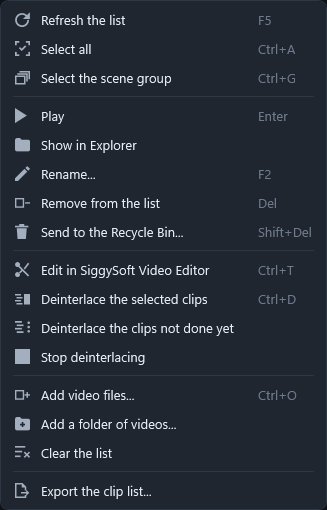The Clips menu